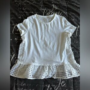 Kate Spade Broome Street Eyelet Peplum Tee Shirt size small